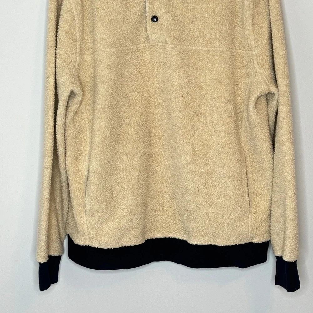 J. Crew Mens XL Pullover Fleece Button Sherpa‎ Sweater The Sporting Life Beige